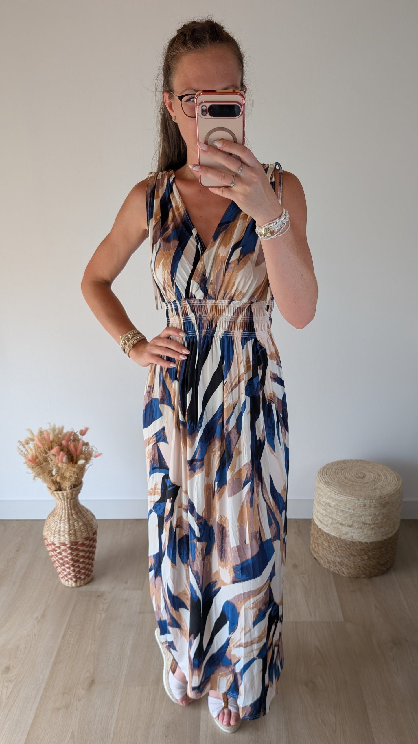 Robe Malya Marron/Bleu marine