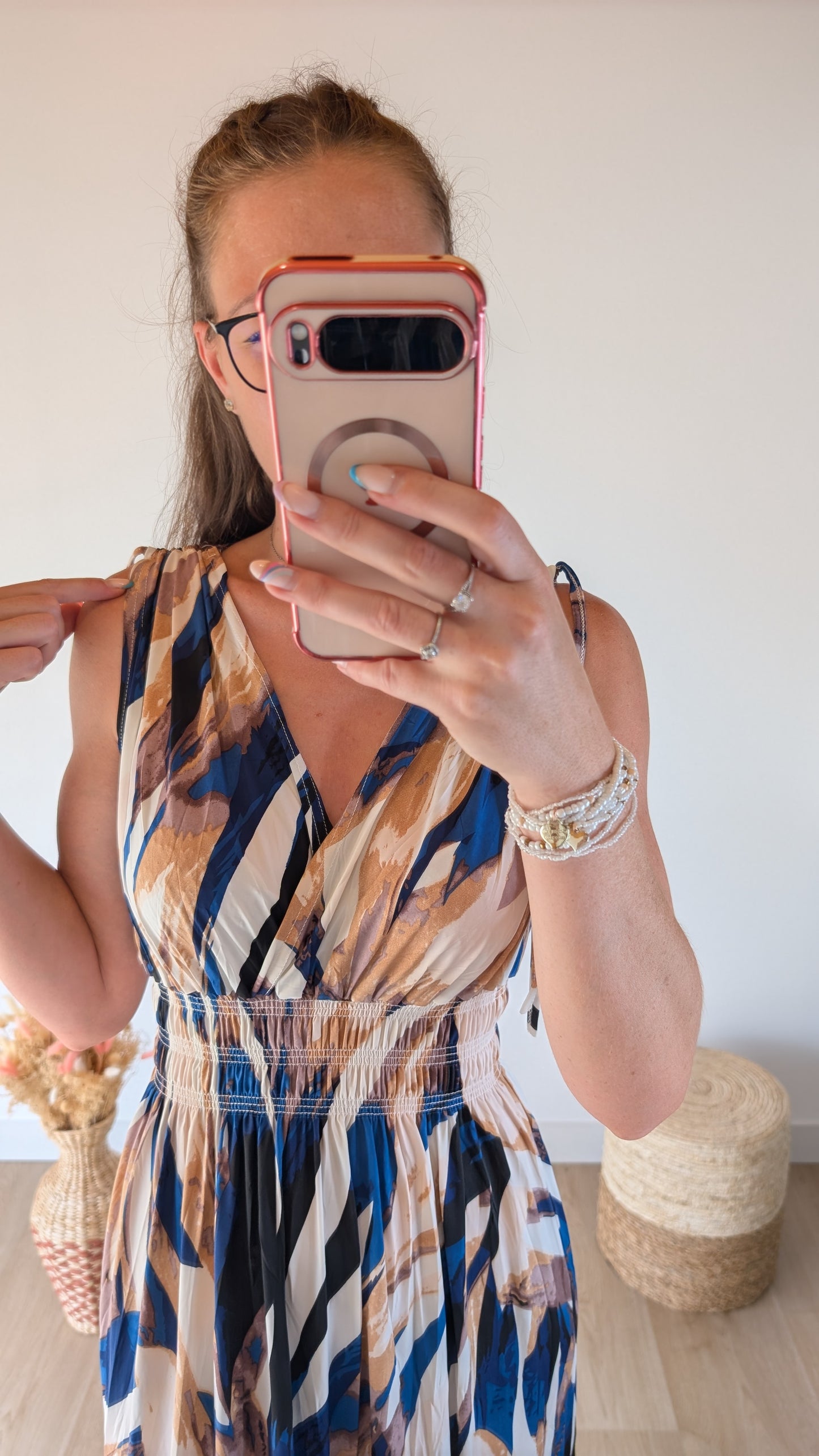 Robe Malya Marron/Bleu marine