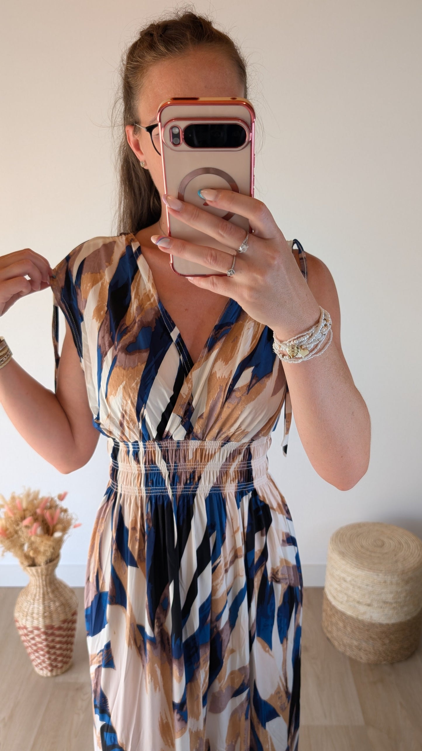 Robe Malya Marron/Bleu marine