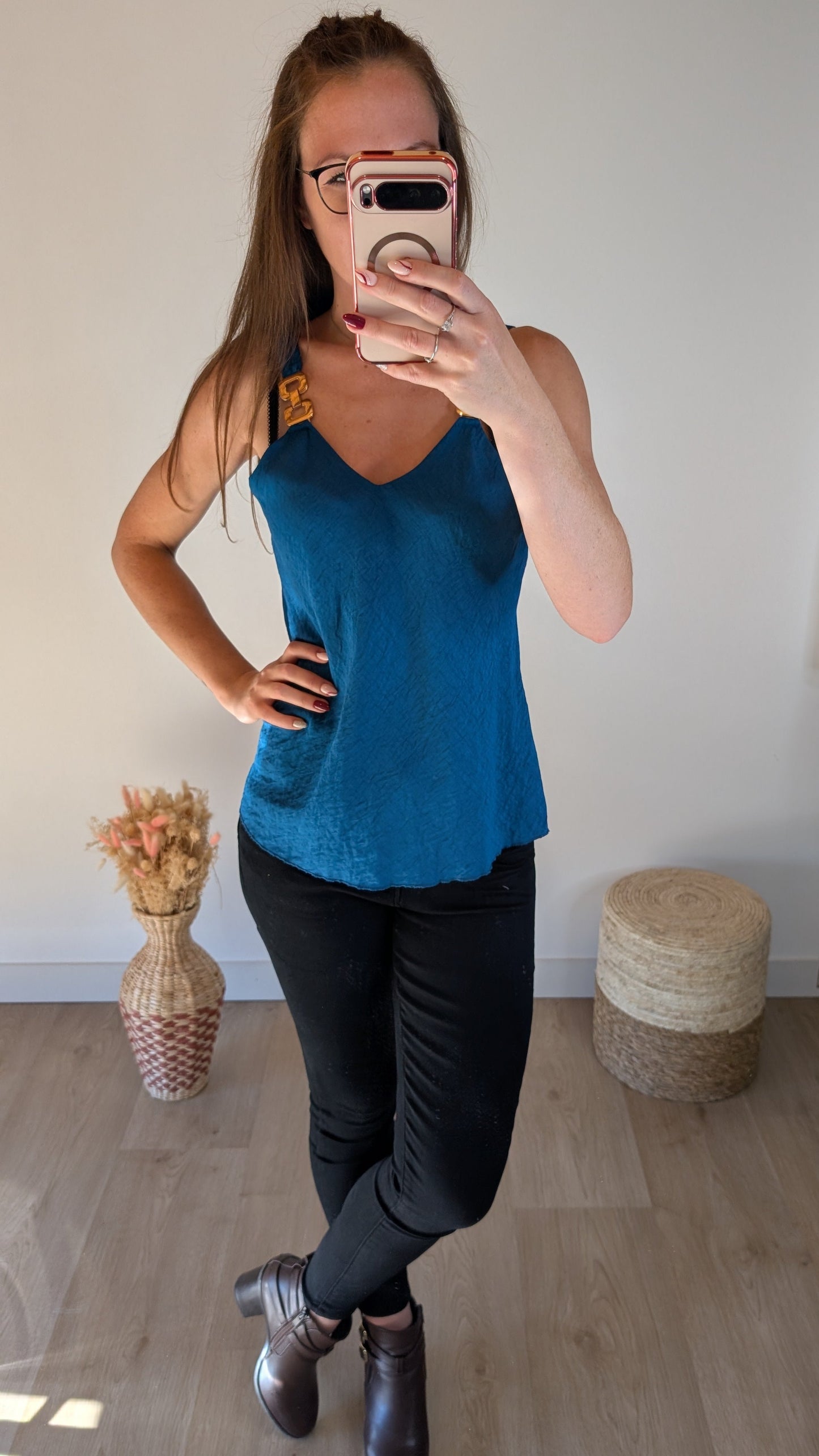 Top Coralie - Bleu canard