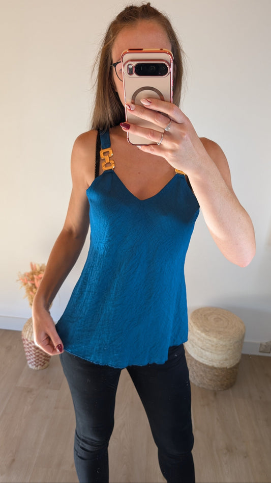 Top Coralie - Bleu canard