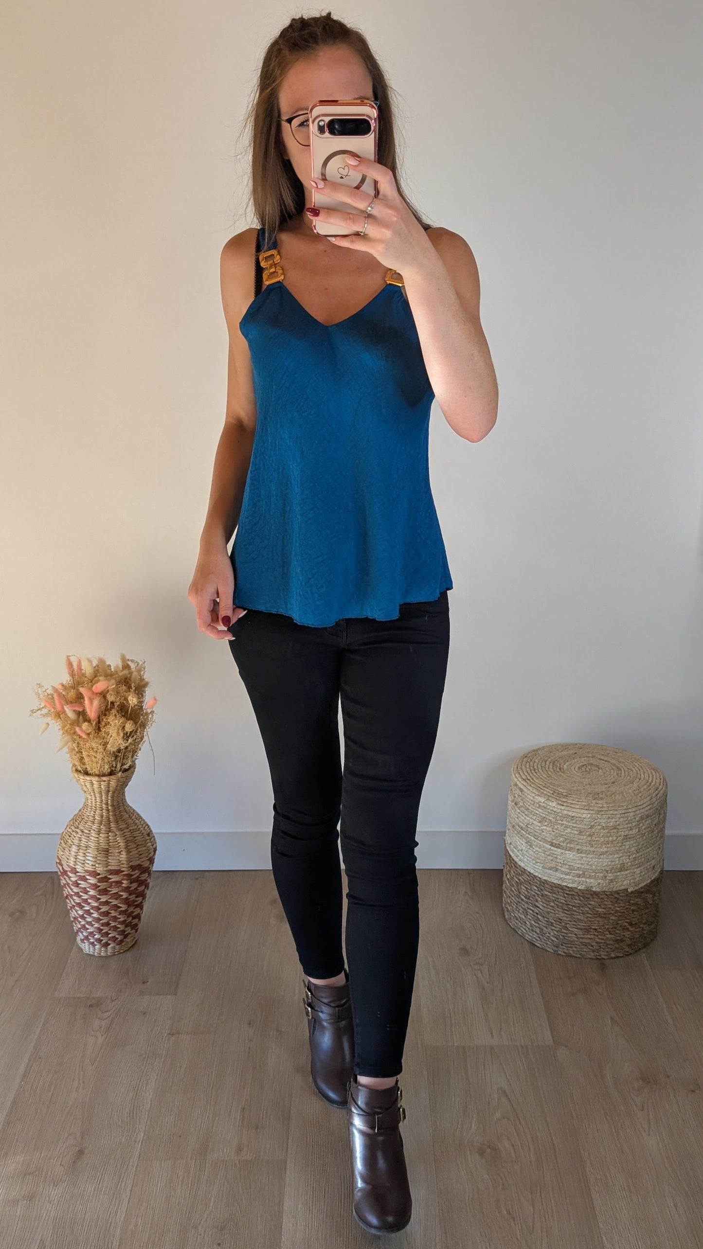 Top Coralie - Bleu canard