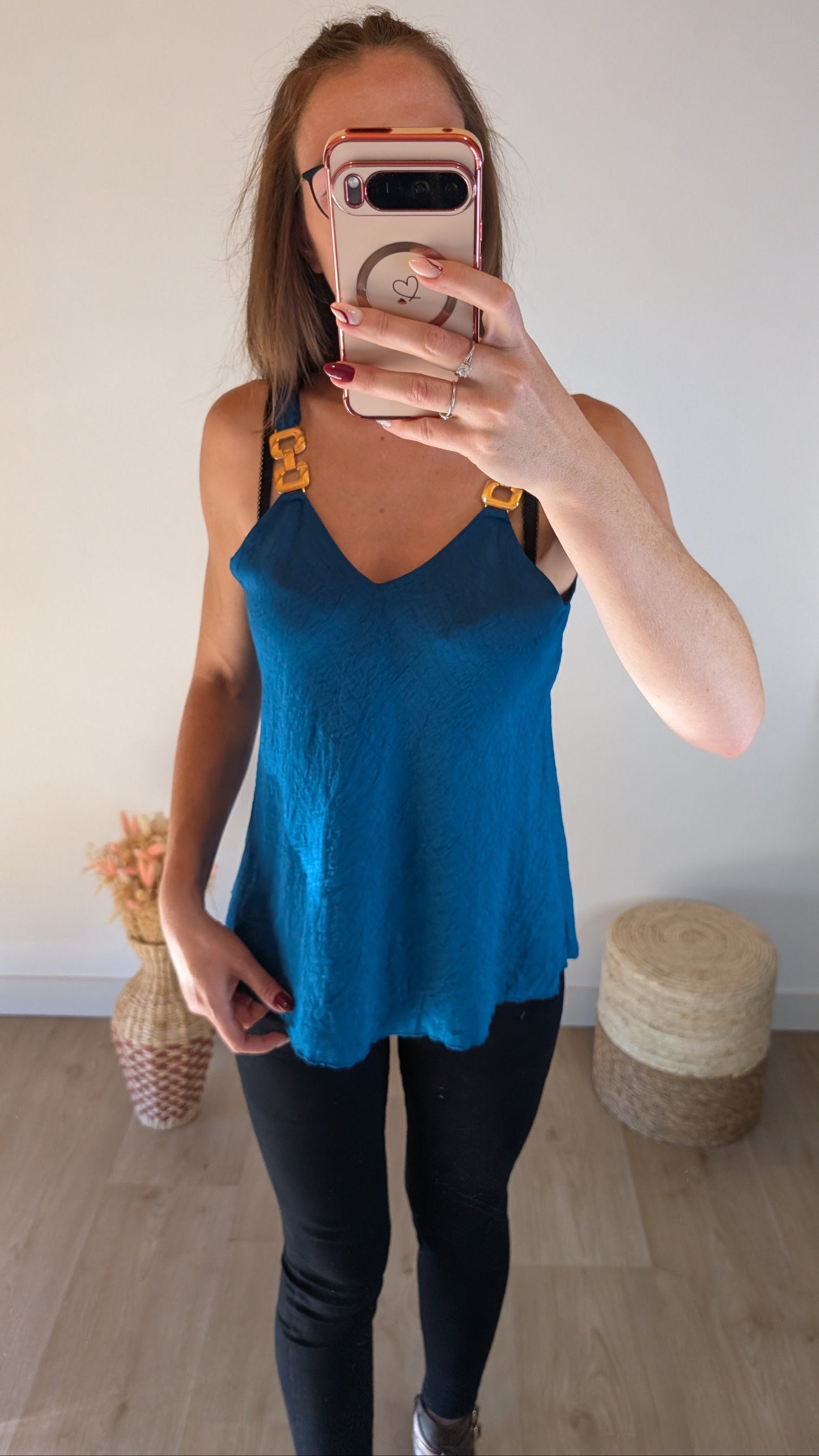 Top Coralie - Bleu canard