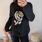 Pull Fleur Rose - Noir